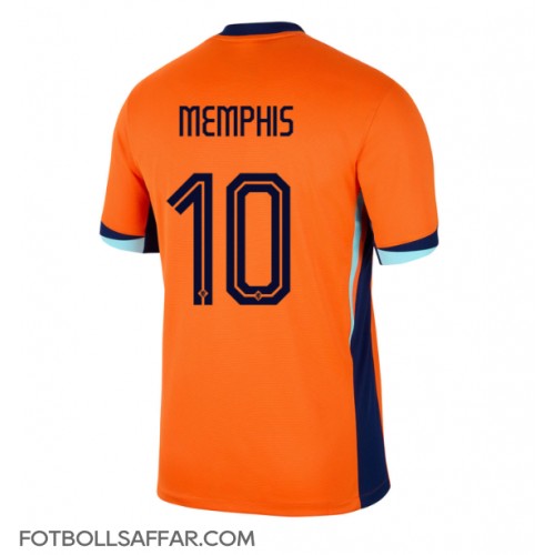 Nederländerna Memphis Depay #10 Hemmatröja EM 2024 Kortärmad